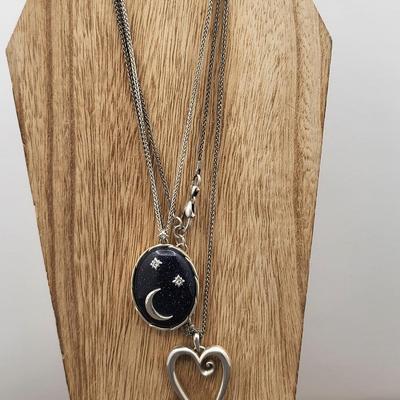 Two Brighton Necklaces Hearts Moon Stone
