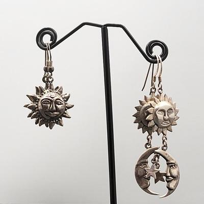 Sun & Moon 925 Earrings Pin Ring 22.5gr