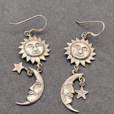 Sun & Moon 925 Earrings Pin Ring 22.5gr