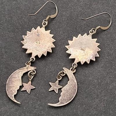 Sun & Moon 925 Earrings Pin Ring 22.5gr