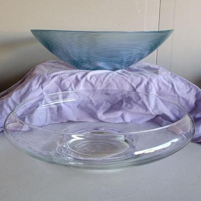 2 Large Glass Bowls