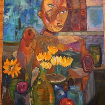 Original Acrylic Cubist-Style Painting