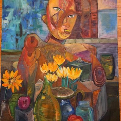 Original Acrylic Cubist-Style Painting