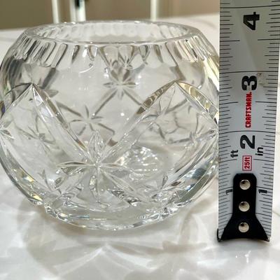 Crystal Rose Bowl #1 - Measurements in photos