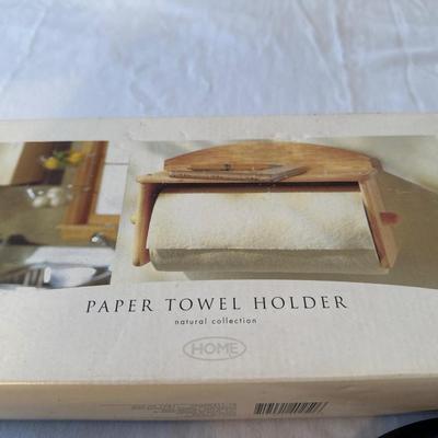Paper towel holder and two clocks