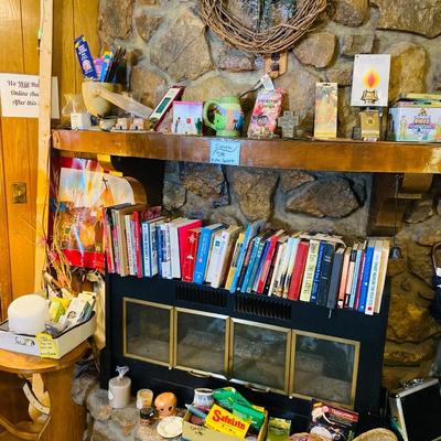 Lot 22: Fireplace items & books