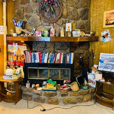 Lot 22: Fireplace items & books