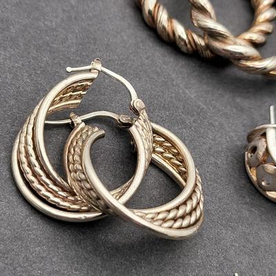 (7) Pairs 925 Pierced Hoop Earrings 44.4gr