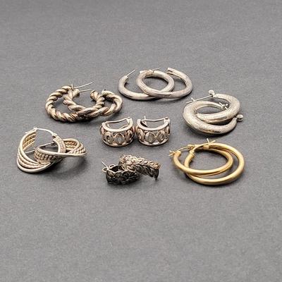 (7) Pairs 925 Pierced Hoop Earrings 44.4gr