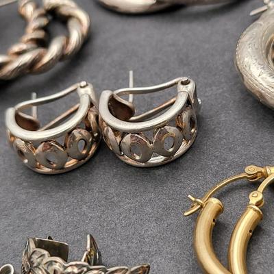 (7) Pairs 925 Pierced Hoop Earrings 44.4gr
