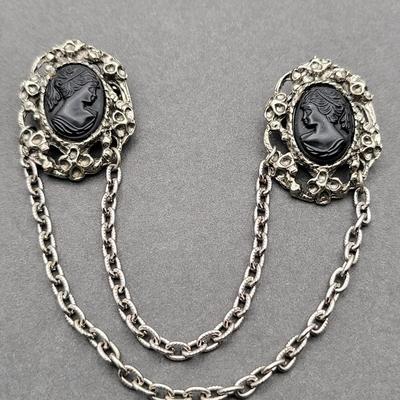 Vintage Black White Stone Cameo Jewelry