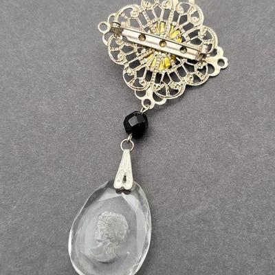 Vintage Black White Stone Cameo Jewelry