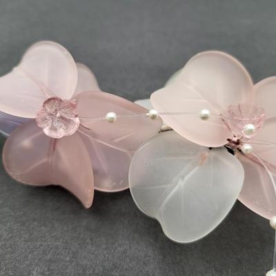 Decorative Frosted Glass Flower & Crystal Necklaces