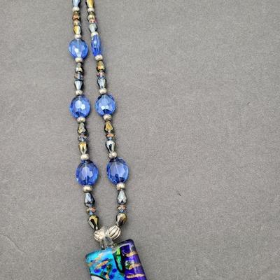 Decorative Frosted Glass Flower & Crystal Necklaces