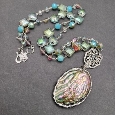 Decorative Frosted Glass Flower & Crystal Necklaces