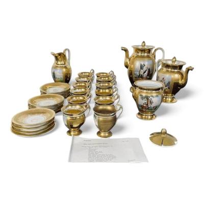 19th Century French Old Vieux Paris Hand Painted Porcelain Coffee And Chocolate Set Valued $20 000