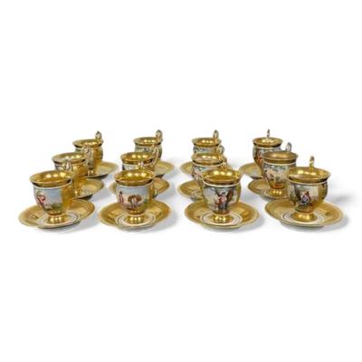 19th Century French Old Vieux Paris Hand Painted Porcelain Coffee And Chocolate Set Valued $20 000