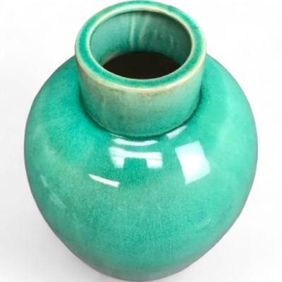 Vibrant Craquele Crackle Ceramic Glazed Green Large Pottery Vase