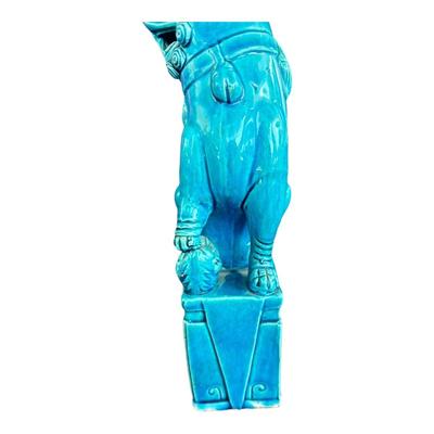 Ceramic Turquoise Chinese Foo Dog Figurine Chinoiserie Bookshelf