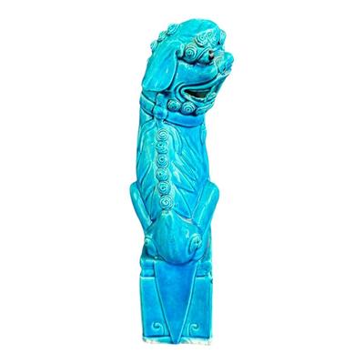 Ceramic Turquoise Chinese Foo Dog Figurine Chinoiserie Bookshelf