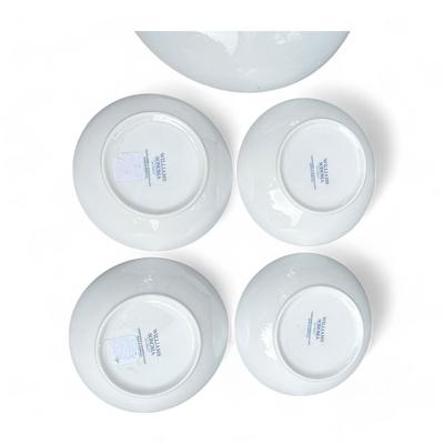 Limited Edition Williams Sonoma White Nautical Maritime Compass Serve Bowl Set 1 Large Bowl & 4 Small Bowls, Brand New