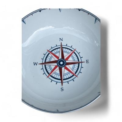 Limited Edition Williams Sonoma White Nautical Maritime Compass Serve Bowl Set 1 Large Bowl & 4 Small Bowls, Brand New