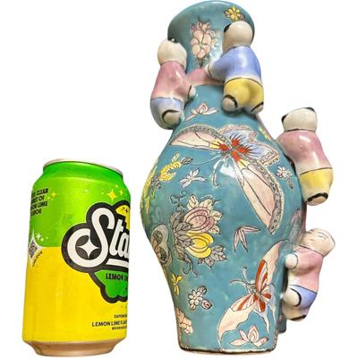 Adorable Asian Fertility Vase Climbing Boy Children Traditional