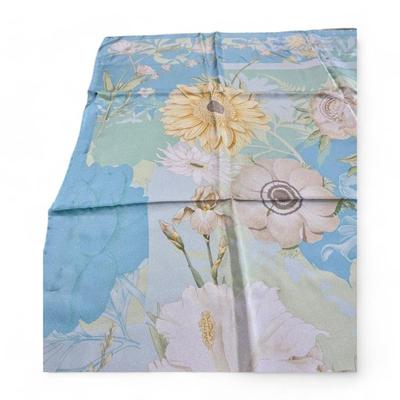 Salvatore Ferragamo Blue Floral Silk Scarf