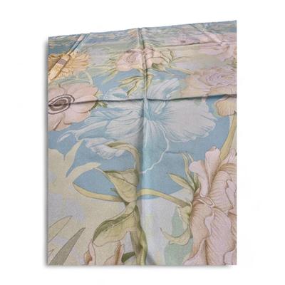Salvatore Ferragamo Blue Floral Silk Scarf