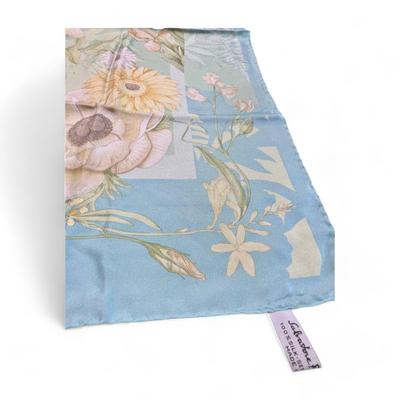 Salvatore Ferragamo Blue Floral Silk Scarf