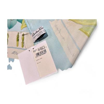 Salvatore Ferragamo White Blue Floral Silk Scarf