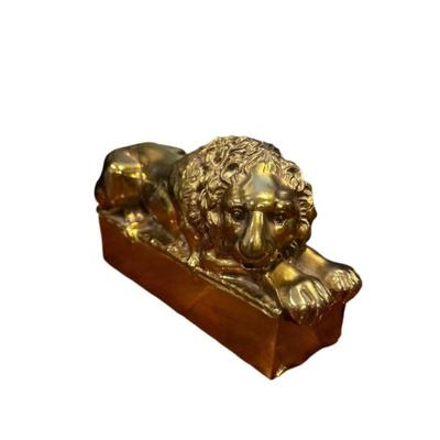 A Pair Of Cast Brass Lion Bookends After Antonio Canova (1757-1822)