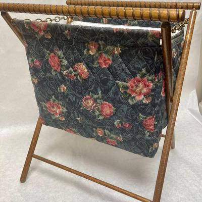 SEWING BASKET Folding Collapsable fabric with wood frame
