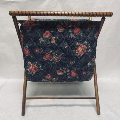 SEWING BASKET Folding Collapsable fabric with wood frame