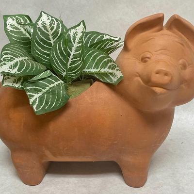 Terra-cotta pig planter