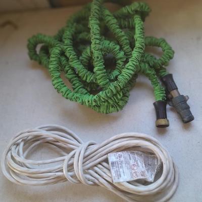 Extension cord and pocket hose with nice brass shut-off fitting