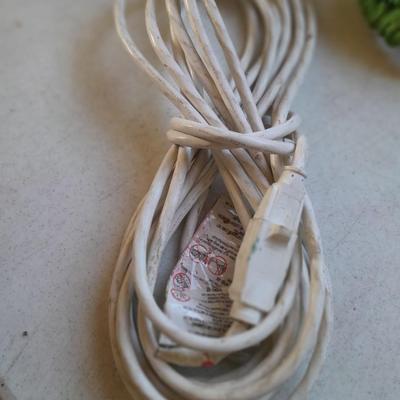 Extension cord and pocket hose with nice brass shut-off fitting