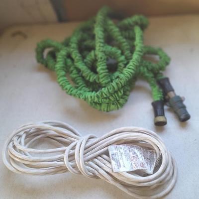 Extension cord and pocket hose with nice brass shut-off fitting