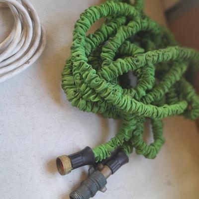 Extension cord and pocket hose with nice brass shut-off fitting