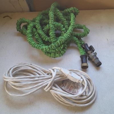 Extension cord and pocket hose with nice brass shut-off fitting