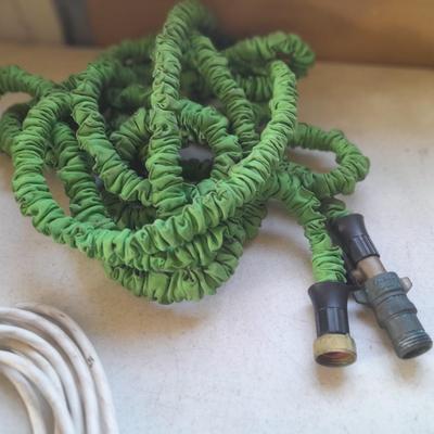 Extension cord and pocket hose with nice brass shut-off fitting