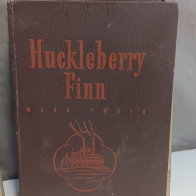 Vintage hardback books - Huckle Berry Finn and The Adventures of Tom Sawyer by Mark Twain
