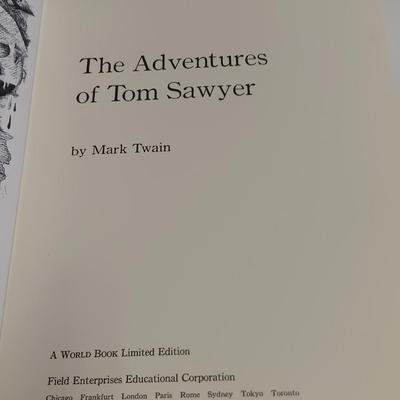 Vintage hardback books - Huckle Berry Finn and The Adventures of Tom Sawyer by Mark Twain