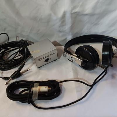 Vintage Akai Headphones AEH-10 With Adaptor