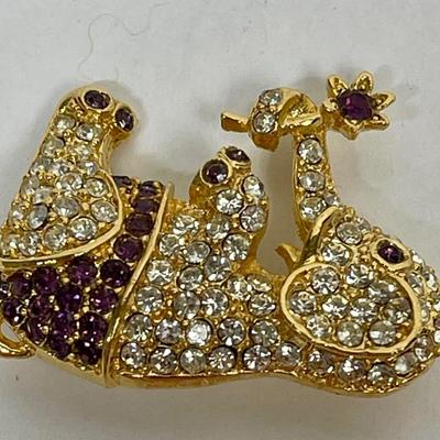 Napier Rhinestone Circus Elephant Holding Flower