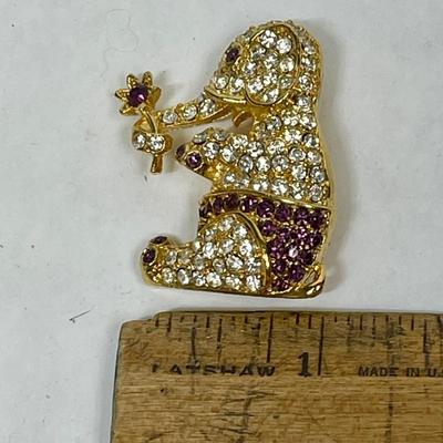 Napier Rhinestone Circus Elephant Holding Flower