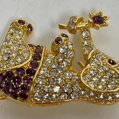 Napier Rhinestone Circus Elephant Holding Flower