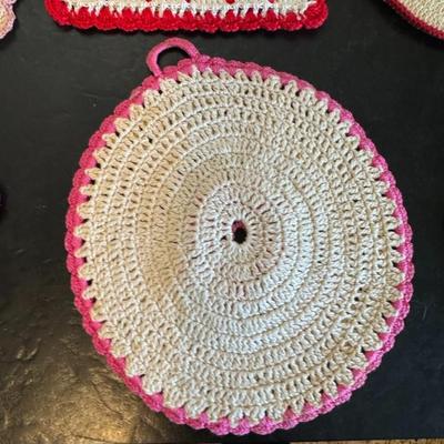BUNDLE OF HAND-KNIT POT HOLDERS