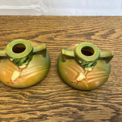 2 Roseville Snowberry 1C51 candle holders