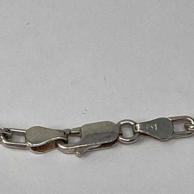 925 Silver 30" Chain Flow Blue Porcelain Pendant Necklace